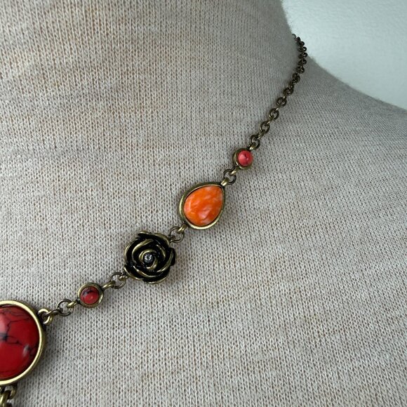 Nine West Vintage America Chain Necklace w/ Rose & Stone 18.5" - Picture 3 of 8